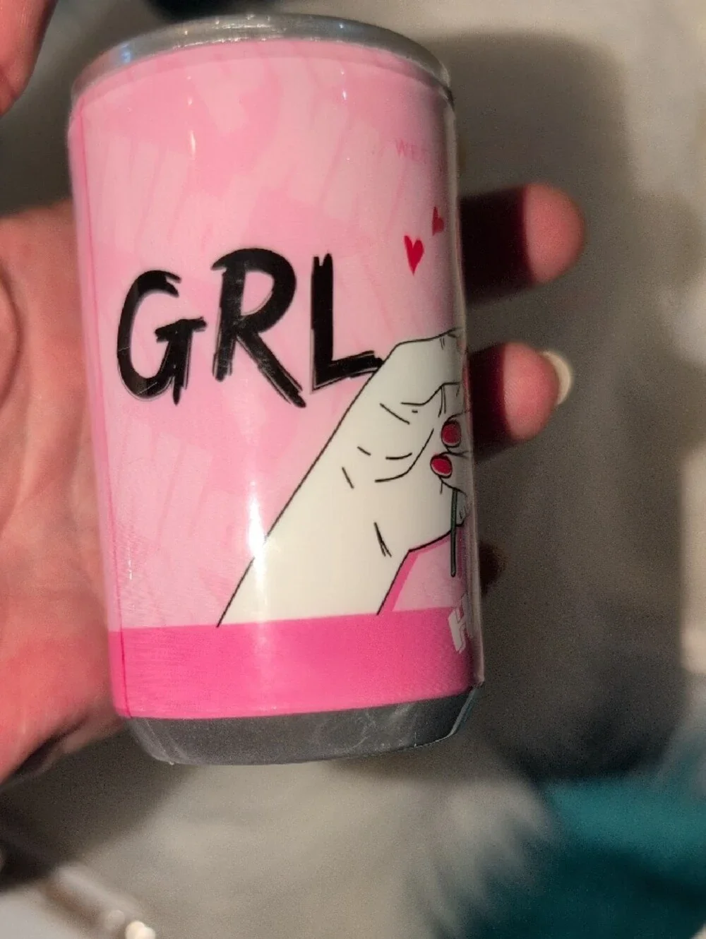 Pink 'Be Happy' Decorative Can With Wipes Inside  Keychain